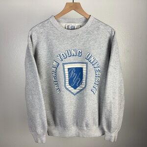 Vintage 90’s BYU Brigham Young University Gear Gray Sweatshirt Fits Size Medium